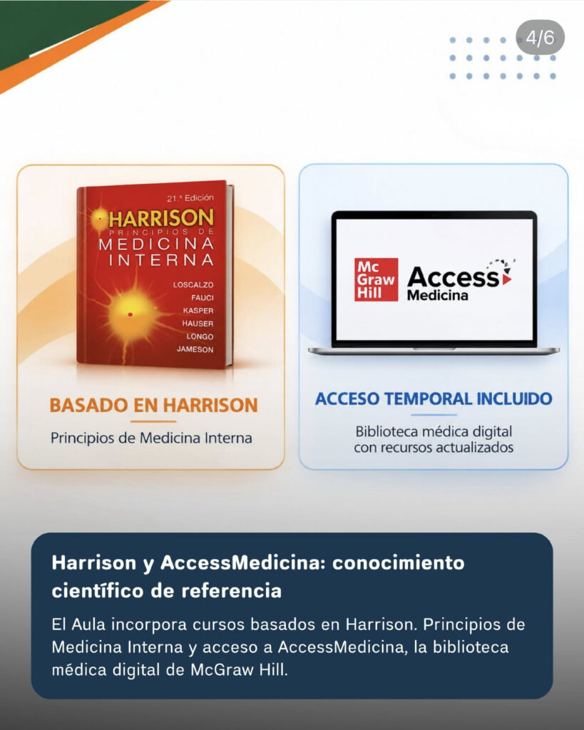 La cubierta de Harrison. Principios de Medicina Interna aparece junto a un ordenador con el logotipo de AccessMedicina.