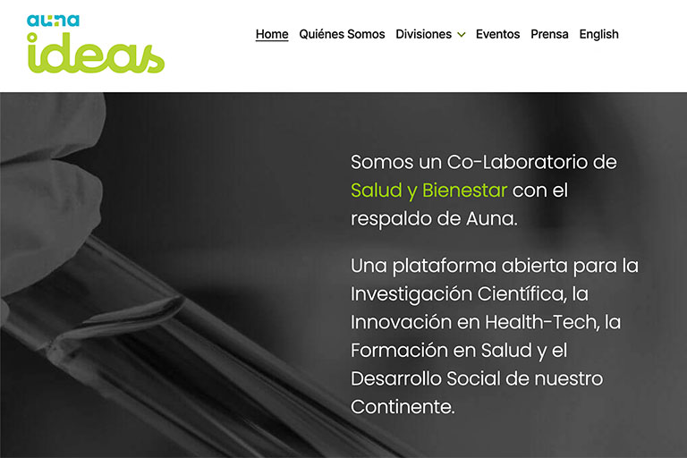 Imagen del portal en internet de la fundación Auna Ideas.
