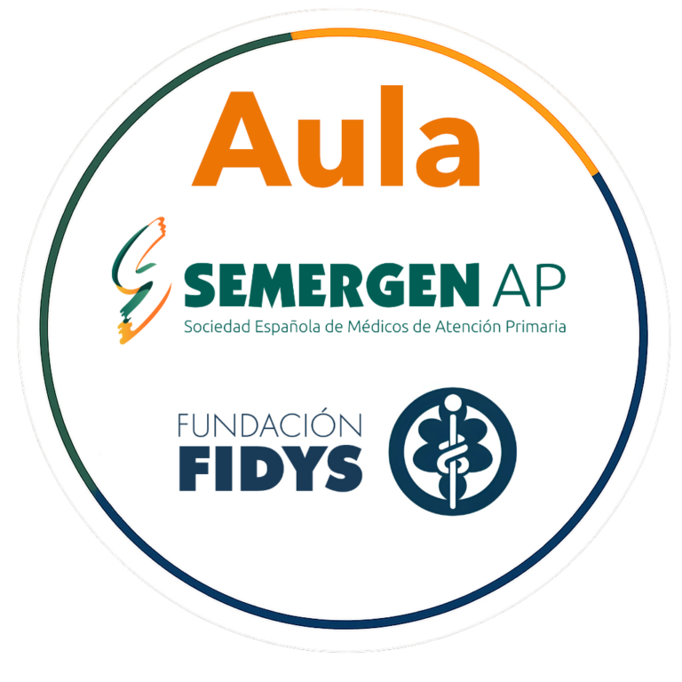 Logotipo conjunto del Aula con las identidades de SEMERGEN y Fundación FIDYS.